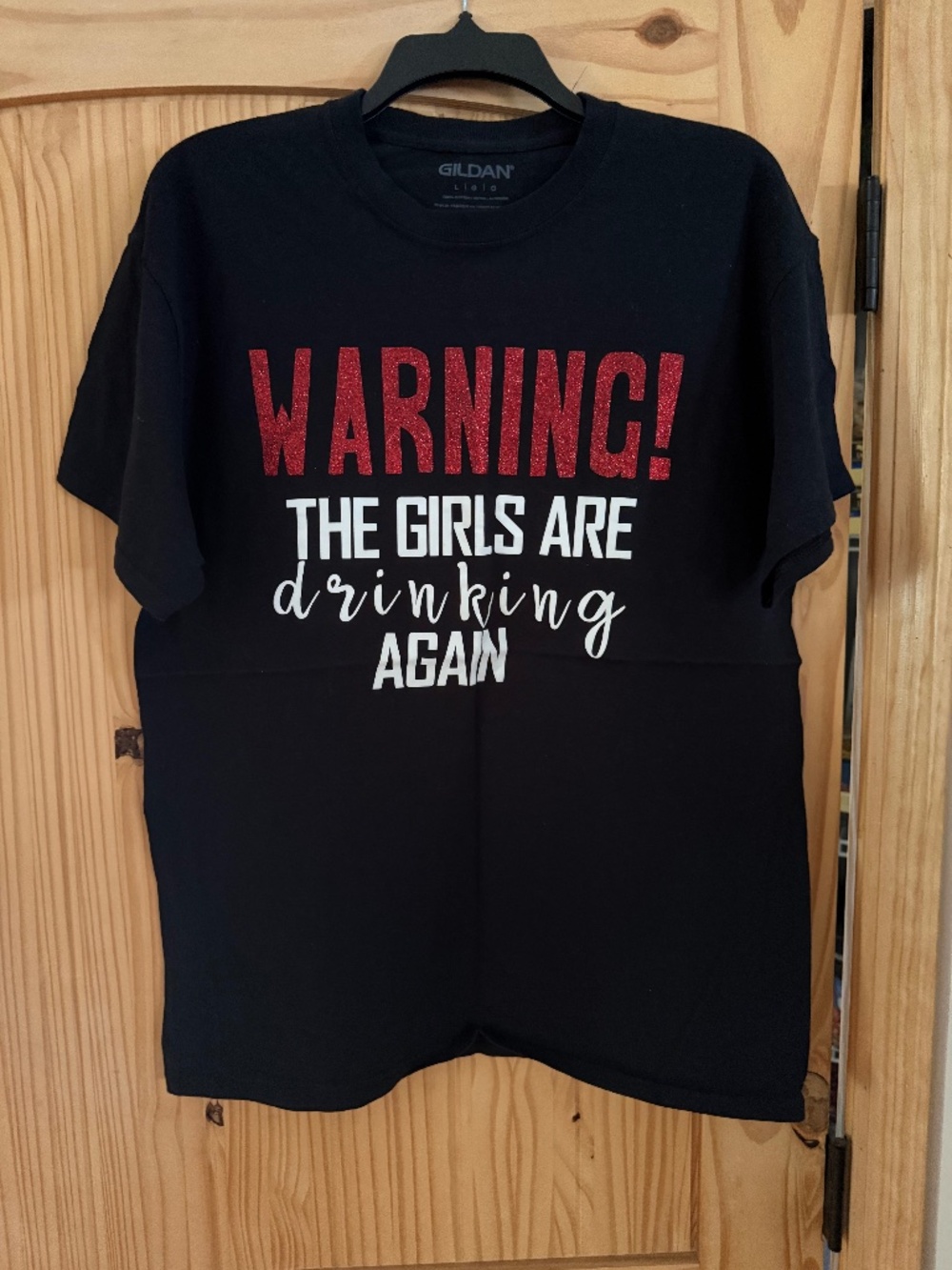 Warning tshirt saying NWOT